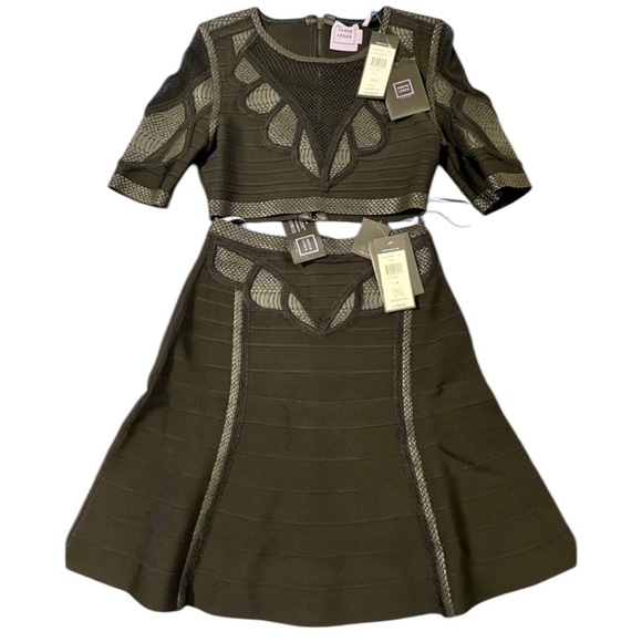 Herve Leger Black Sanja Bandage Skirt Set w/ Tags - Picture 3 of 11